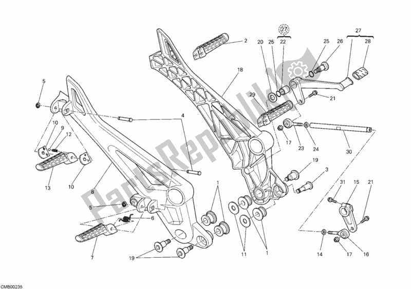 Toutes les pièces pour le Repose Pieds du Ducati Monster 659 ABS Australia 2012